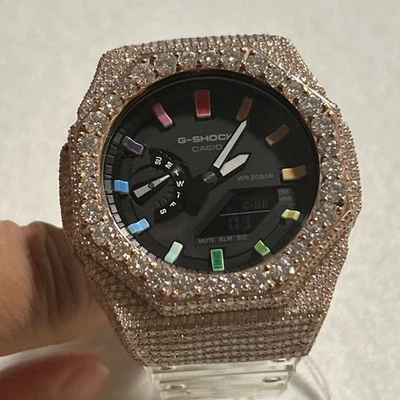 Reloj G-Shock GAB2100-7A esfera negra arco iris moissanita oro rosa, 1 tornillo sin usar Foto 1 de 4