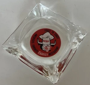 Vintage Marketing Glas Aschenbecher MCM Mr Steak Familie Restaurants EUC Essen - Bild 1 von 5