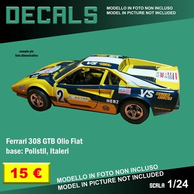 DECALS repro Ferrari 308 GTB Olio Fiat 1 24 25 Polistil Italeri Bburago decal - Immagine 1 di 2