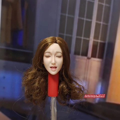 1:6 Beauty Girl Pain Expression Brown Hair Head Sculpt For 12" Female PH Figure Cover