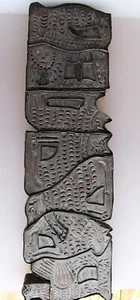 Antikes großes Holzmodel Druckstempel ? Druckstock  geschnitzt Fratzen Gesichter - Bild 1 von 21