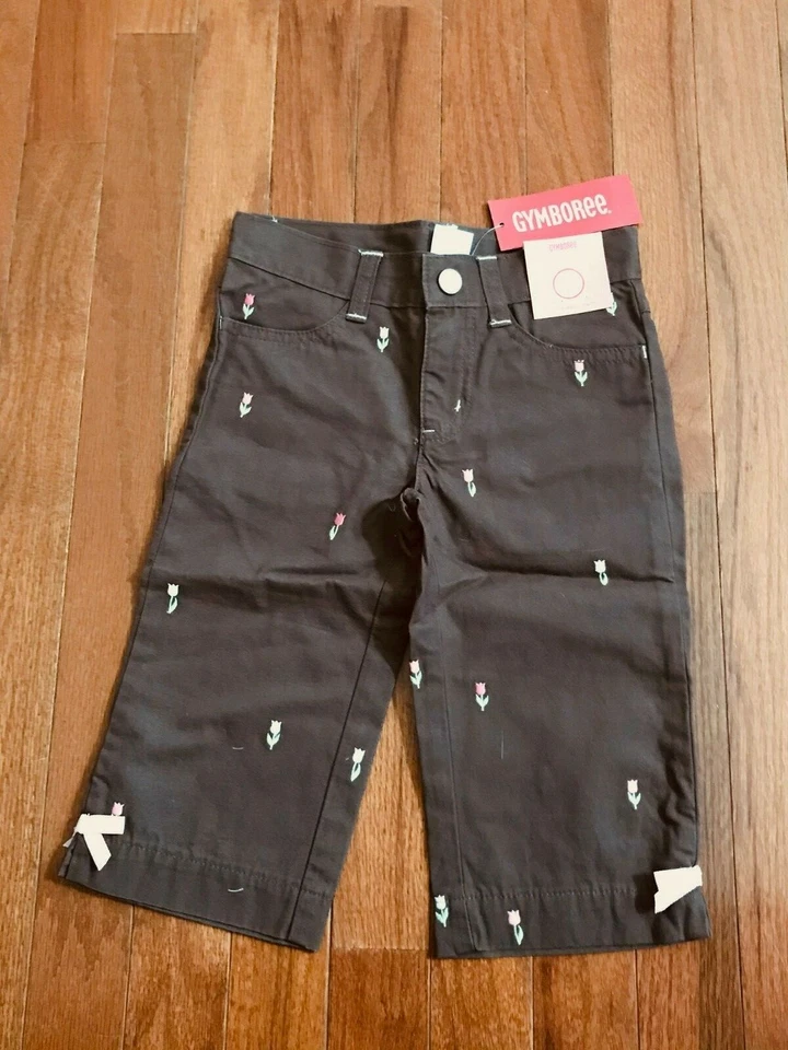 NWT Gymboree Tulip Garden Brown Tulip Capri Adjustable Waist Size 4 4T - Image 1 of 4