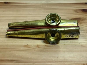 Vintage Metal Tin Kazoo Red and Blue Decor Collectible Prop Lot of 2 - Picture 1 of 6