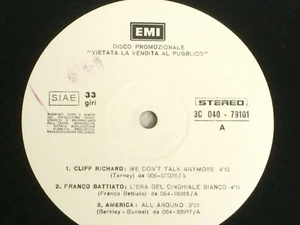 A4 lp ITALY PROMO VARIOUS CLIFF RICHARD FRANCO BATTIATO AMERICA CARILLON AGUILAR - Picture 1 of 3