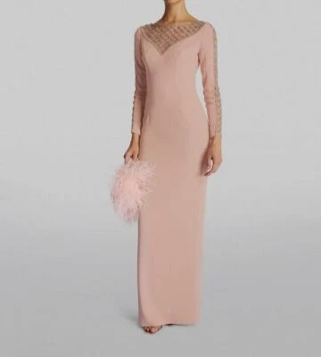 $3865 Jenny Packham женщин розовый кристалл сетки вставить Мариетта платье размер 2 - Изображение 1 из 4