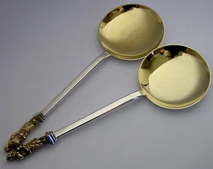 BEAUTIFUL ENGLISH VICTORIAN SILVER PLATED APOSTLE SERVING SPOONS c1880 155g - Picture 1 of 6