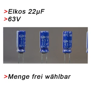 Condensadores ELKO 22 μF 63V (hasta 63V) Elkos condensador electrolítico 22μF uF - Imagen 1 de 1