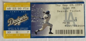 TICKET STUB MLB LA 1999 Dodgers vs Mets September 09 Los Angeles Baseball - Picture 1 of 4