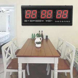 LED Wanduhr Digital Uhr mit Datum Temperatur Haus Büro XXL Size Digitaluhr Decor - Bild 1 von 12
