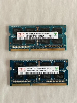 LOTE DE 2 SODIMM Hynix HMT125S6TFR8C-H9 2GB PC3-10600S-9-10-F2 DDR3 Laptop Foto 1 de 4