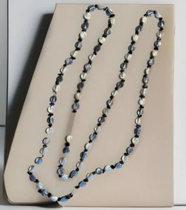 Cookie Lee Faux Black Grey White Stone Bead Strand Necklace - Picture 1 of 2