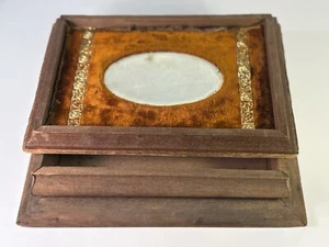 Beautiful Early Primitive Walnut Wooden Lid Storage Trinket Box Handmade 13" VTG - Picture 1 of 18