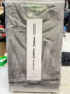 Oake 100% Linen Euro Pillowsham Yarn Dye Gray New - Picture 1 of 4