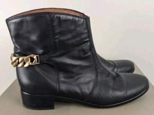 See by Chloe Black Leather Bootie Ankle Boots Gold Chain Short Sz 39 US 9 Italy - Picture 1 of 15