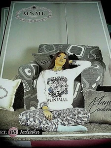 pigiama donna MNML maglia e pantalone animalier cotone Tg L BLUETTE art.FEDERICA - Picture 1 of 1