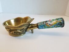Silk Kimono Iron Cloisonne Handle Cast Brass With Dragon On Outside of Brass Cup