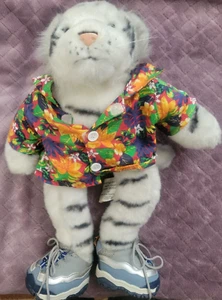 Camicia Build A Bear Workshop bianca nera righe tigre del Bengala 18" peluche schizzi - Foto 1 di 5