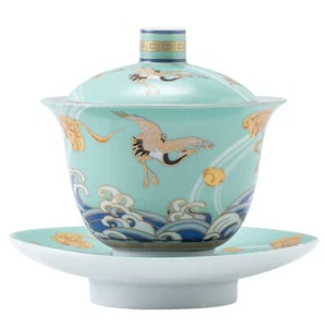 180ml Silver Ceramic Gaiwan Tea Bowl Cup Kung Fu Tea Set Handmade Tureen Tea - Picture 1 of 5