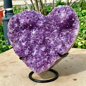 9,68 lb Amatista Brasileña Natural Corte a Mano Decoración en Forma de Corazón - Imagen 1 de 14