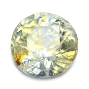 Certified 0.88ct Natural Unheated White Yellow Sapphire Madagascar 5.3mm Round - Picture 1 of 6