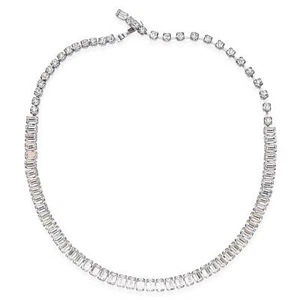 Vintage Rhinestone Collar Tennis Necklace 16.75 Inches - Picture 1 of 4