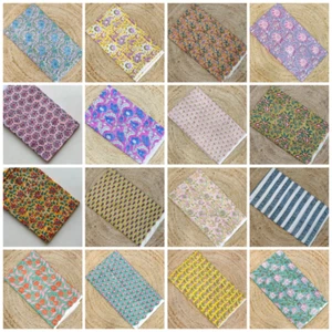 Indian Hand Block Floral Print Fabric Natural Handmade Cotton Fabric 1-10 Yards - Picture 1 of 33