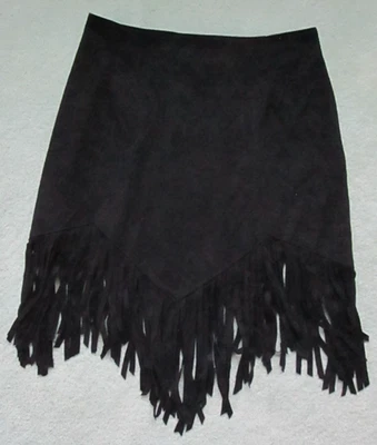 Minifalda Relish Noless para mujer de gamuza sintética con flecos ~ negra ~ talla L ~ usada Foto 1 de 4