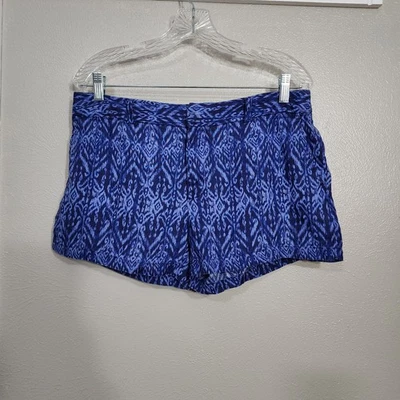 Pantalones cortos para mujer Cynthia Rowley 100 % lino talla 10 patrón azul Foto 1 de 4