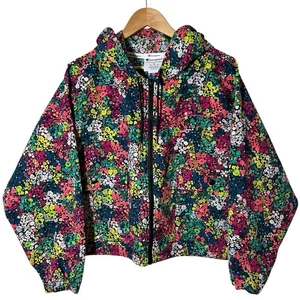 Chaqueta cortavientos floral Champion para mujer XL con capucha cremallera ligera Seersucker - Imagen 1 de 6