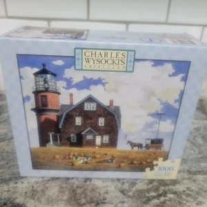 NEW Charles Wysocki Gay Head Light 1000 Puzzle Used Hasbro Milton Bradley - Picture 1 of 3