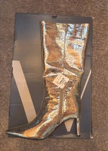 Neu Worthington angenehme elegante hohe Stiletto-Stiefel goldfarben Größe 11 m Memory Foam - Bild 1 von 8