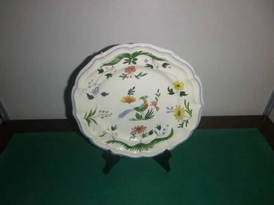 BELLE ASSIETTE EN FAIENCE DE GIEN MODELE OISEAU DE PARADIS DIAMETRE 25 CM - Photo 1/4