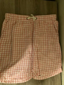 Crewcuts Boys Linen Dock Shorts 14 Pink and White Gingham Elastic Wasitband - Picture 1 of 3