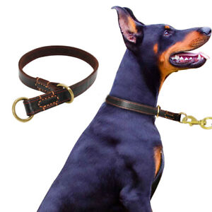 Leather Full Slip Dog Choke Collar P Choke Training Guardian Gear Small Large