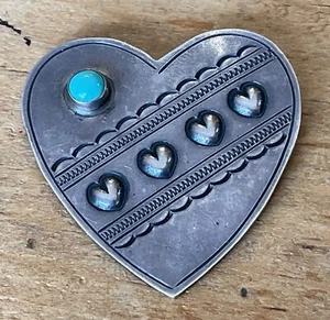 Prendedor corazón turquesa plata esterlina Don Lucas vintage ENVÍO GRATUITO - Imagen 1 de 4