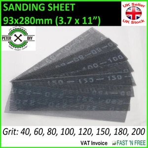 Sanding Sheet Abrasive Mesh Plaster Finish Hand Sander Screen Strips 93x280mm - Picture 1 of 1