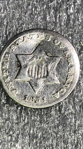 1851 O Silver 3 Cents Silver Coin - New Orleans Mint GREAT DETAILS LOW MINTAGE Cover