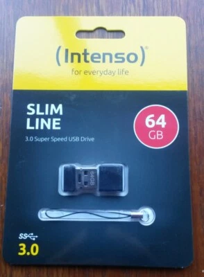 intenso slim line 3.0 super speed usb drive 64gb - brand new - Image 1 of 2