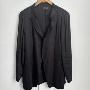 Nicola Waite Lagenlook Black Blazer Jacket Size 3 Linen Blend - Picture 1 of 10
