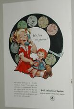 1958 BELL TELEPHONE advertisement, Pete Hawley cartoon, young girl with doll