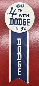 Seltener 1950 Go 4th mit Dodge in '50 Händler Werbe Werbung Button - Bild 1 von 4