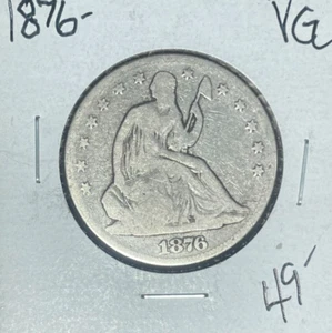 MEDIO DÓLAR DE PLATA LIBERTAD SENTADA 1876 ~ EN MUY BUEN ESTADO ~BONITA MONEDA~ - Imagen 1 de 2