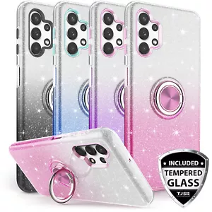 Funda de anillo 5G brillante de poliuretano termoplástico + vidrio templado para Galaxy A32/A03S/A02S/A12 - Imagen 1 de 30