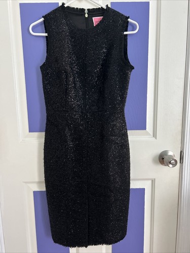 Abito Kate Spade New York nero tinsel tweed taglia 2 nuovo con etichette $400