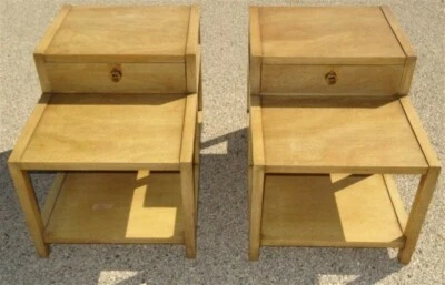 PAR de mesas auxiliares rubias American of Martinsville MCM * Inspiradas en Widdicomb  Foto 1 de 4