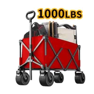 Heavy-Duty 1000 LBS Capacity Red Folding Cart with All-Terrain Wheels - Picture 1 of 8