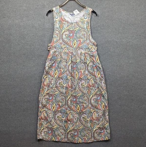 Vintage Erika & Co Pinafore Dress Womens Medium 90s Paisley Floral Corduroy Midi - Picture 1 of 13