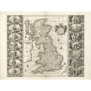Jansson 17th Century Anglo Saxon Map Britain Large Wall Art Print 18X24 In - Bild 1 von 5