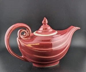 Hall China  "Aladdin" Teapot Sleek Maroon - 6-Cup USA Great - Picture 1 of 8