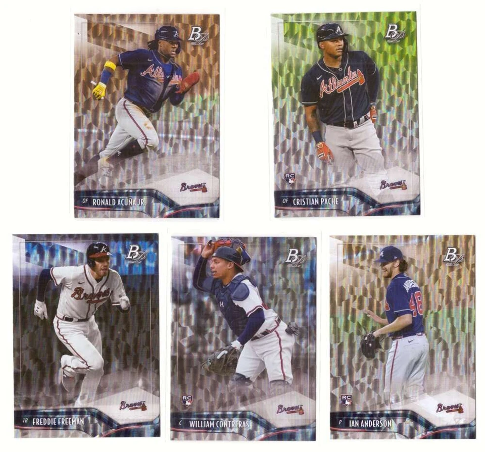 2021 Bowman Platinum ICE Foil - ATLANTA BRAVES Team Set w/ Cristian Pache RC - Image 1 of 3
